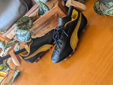 Retro Puma King Leather Football Boots UK Size 5 Vintage Black Yellow