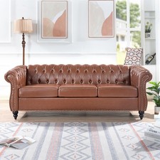 Chesterfield Faux Leather Sofa