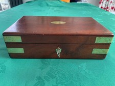 ANTIQUE MAHOGANY BRASS BOUND CASE, suit small pistol, revolver, gun 
