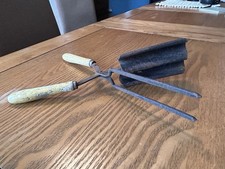 Antique Crimping Iron, Made Of Metal With Wooden Handles