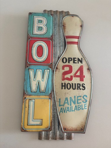 Retro bowling alley open - “open, 24