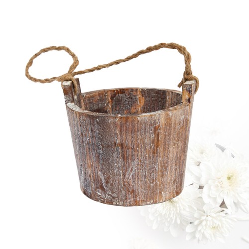 Wooden bucket planter - wooden,
