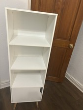 White Free-Standing Storage Shelf Unit 4 Cube  Bookcase