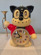 VINTAGE NORAKURO RHYTHYM SPEAKING CAT CLOCK WORKING