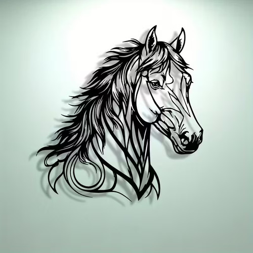 Large black horse - large, 2d