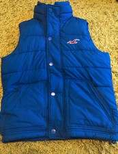Mens Hollister Gilet Full Zip Body Warmer Blue Warm lined -  Size Small - New
