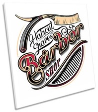 Barber Haircut Sign Framed CANVAS PRINT Square Wall Art