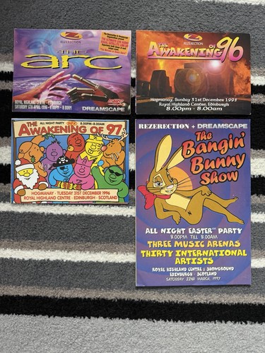 Rezerection rave flyers - x4,