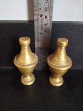 Brass Fire Finials Set Original Patina  Large 80mm Fire,Fret Or Basket Pre Owned