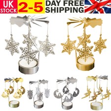 Metal Rotating Candle Holder Tray Christmas Party Carousel Tea Light Candle