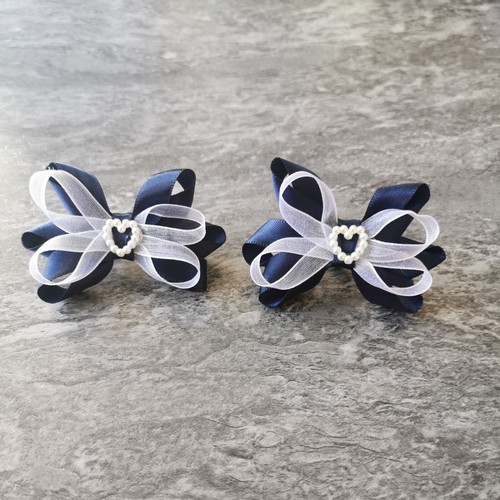 School bows navy white - ,
