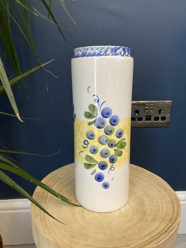 Hand painted ceramic vase blue - painted,