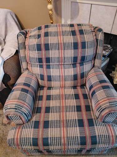 Plaid upholstered recliner - plaid,