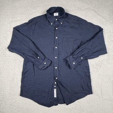 Vintage Brooks Brothers Shirt Mens Medium Blue 100 Linen Sport Button Down USA