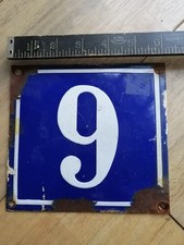 Vintage French Enamel House Number Reclaimed Nine Or Six Large Blue/white Old
