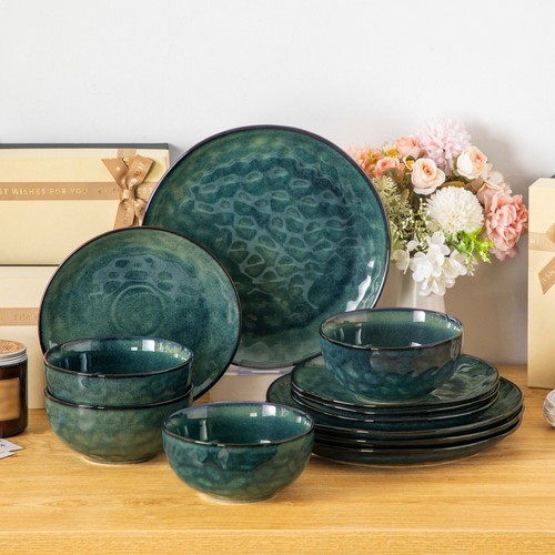 Green stoneware dinnerware set