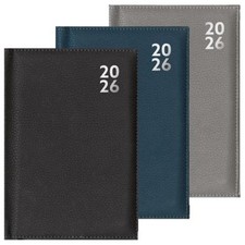 2026 Diary A4 Faux Leather Week to View Weekly Planner Organiser Black Grey Navy