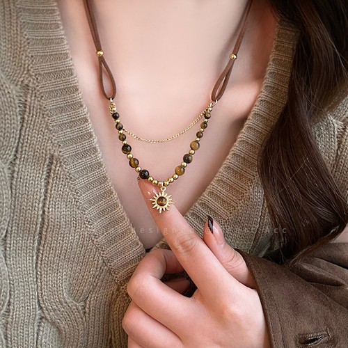 Amber sun pearls chain - sun,