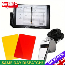 Referee Cards Red/Yellow Football Sport Wallet Notebook Pencil + whistle Set