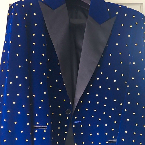 Men blue velvet - blue, gold