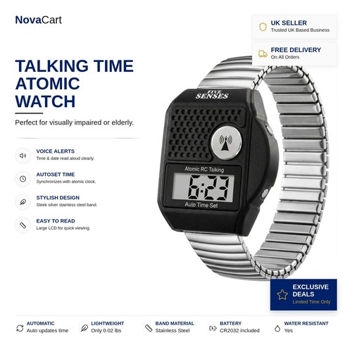 Talking watch atomic lcd - atomic,
