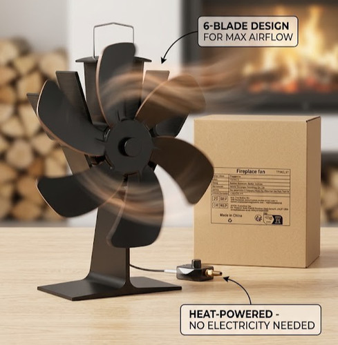 Blade heat powered stove - stove, fan