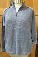 Ladies Cornflower Blue Weird Fish Macaroni 1/4 Zip Jumper/Sweatshirt Size L