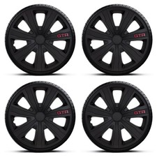 Wheel Trims 14" Black GTR Carbon Hub Caps x4 Fits Volkswagen UP