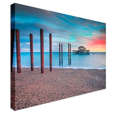 Derelict West Pier Brighton Sunset Canvas Wall Art Picture Print