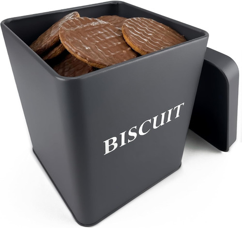 Vintage metal biscuit tin - metal,