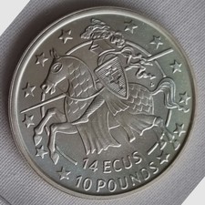 GIBRALTAR - 1993, 14 ECUS/ £10 silver coin in original sealed pouch ( BC2344)