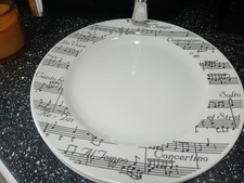 CHURCHILL  SUPER VITRIFIED HOTELWARE MUSIC NOTES DINNER PLATES X 3
