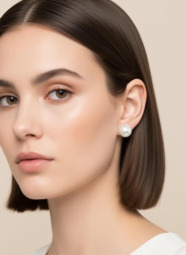 White faux pearl stud - white, earrings