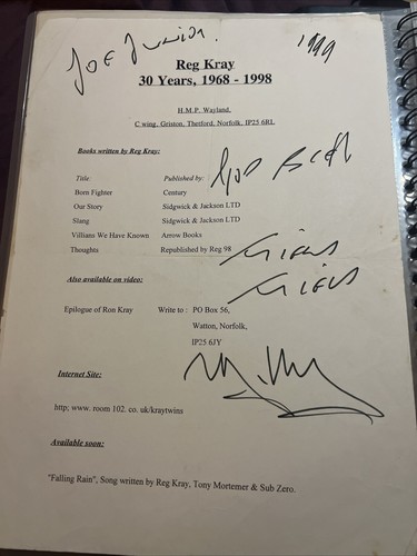 Reg kray signed - kray, a4