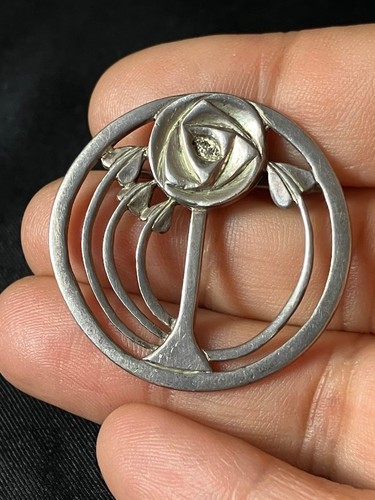 Vintage silver rose brooch - silver,