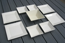 Williams Sonoma Portugal Set of 9x Ivory Square Dinner & Side/Salad Plates