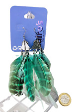 Earrings Blue Green Feather