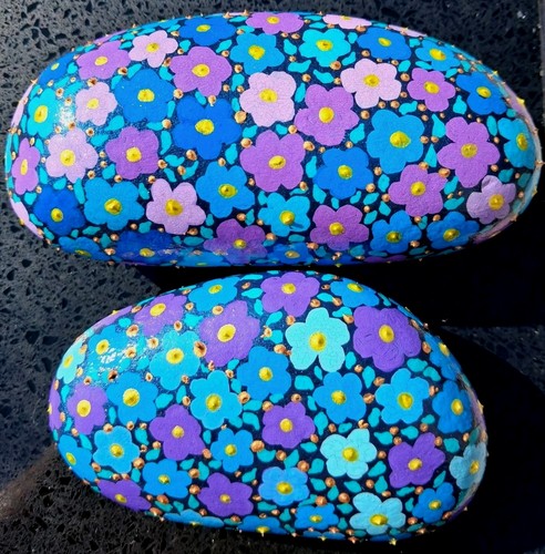 Hand painted pebble rock - painted,
