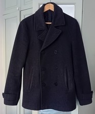 NEXT Mens Pea Coat Double Breasted Winter Jacket CHEST 40 Medium Charcoal