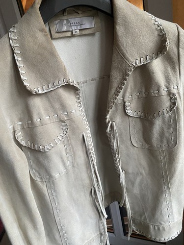 Cream real leather jacket - real,