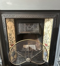 Antique Vintage Georgian 18th 19th Century Peacock Brass Fire Screen Spark Guard