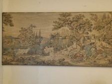 Vintage French Beautiful Pictorial Scene Wall Hanging Tapestry 186x65cm