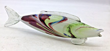 Murano Style Art Glass Fish Figurine Colourful Swirl Blown Glass Ornament 34cm