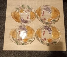 Soga Hand Painted Dessert Bowls Set of 4 High Quality Japanese Glass C.1990 Mint