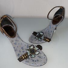 rebeca sanver Leather  Jeweled Ankle Strap Evening Shoes Size 4