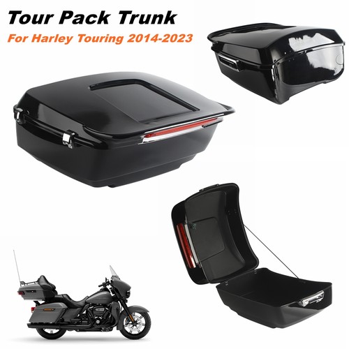 Black motorcycle tour trunk - motorcycle,