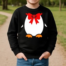 Penguin Suit Kids Sweatshirt Animal Bow Tie Printed Funny Fancy Dress Gifts Top
