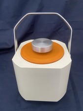 Vintage Ice Bucket & Tongs BOC Sparklets Orange Chrome Bars Cocktail Drinks