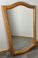 Vintage French Oak Wall Mirror with Curved Frame Design Wall Decor LOT 4374