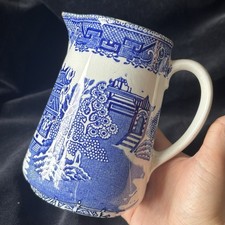 Maling Vintage Willow Pattern Blue And White Jug